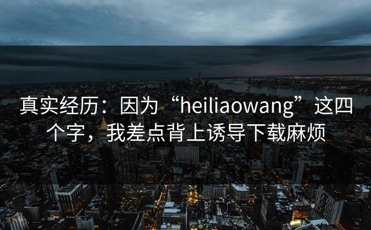 真实经历：因为“heiliaowang”这四个字，我差点背上诱导下载麻烦